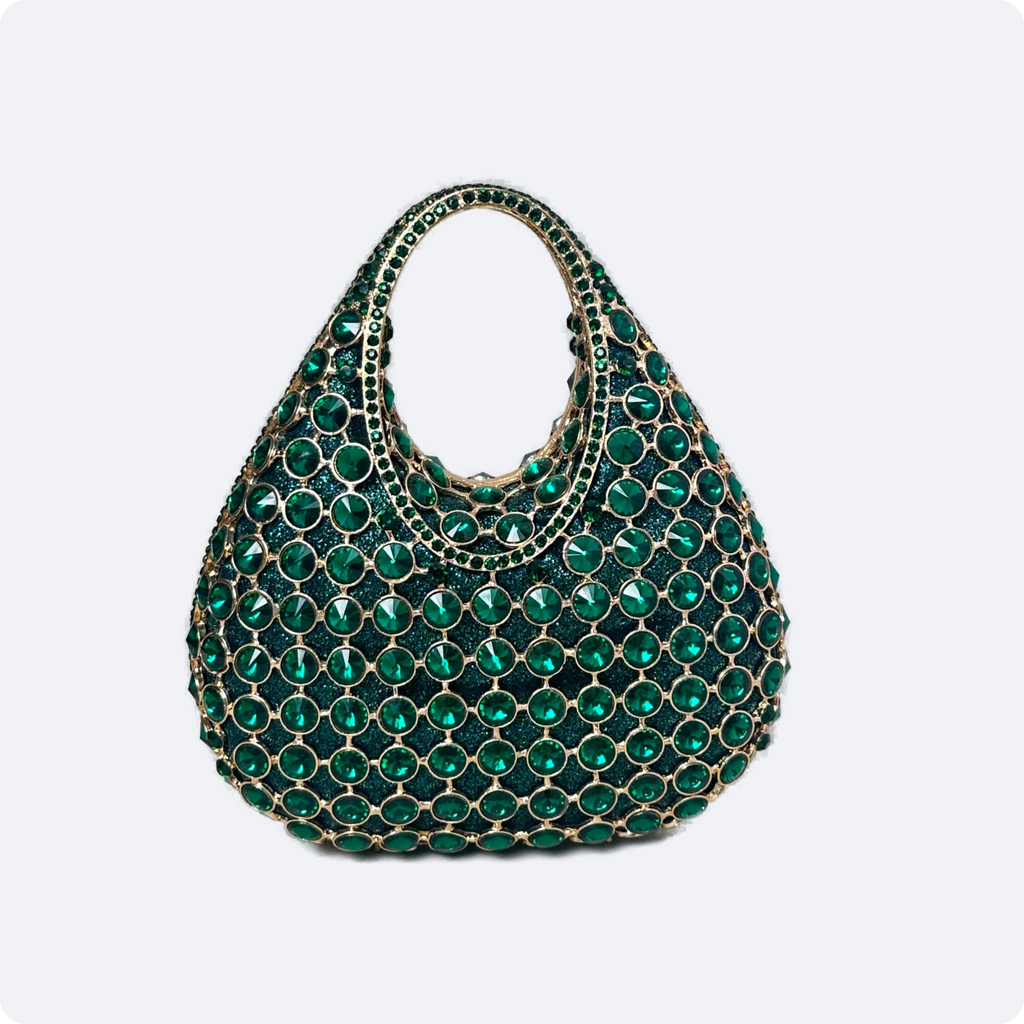 Emerald  Gold Handle Evening Bag