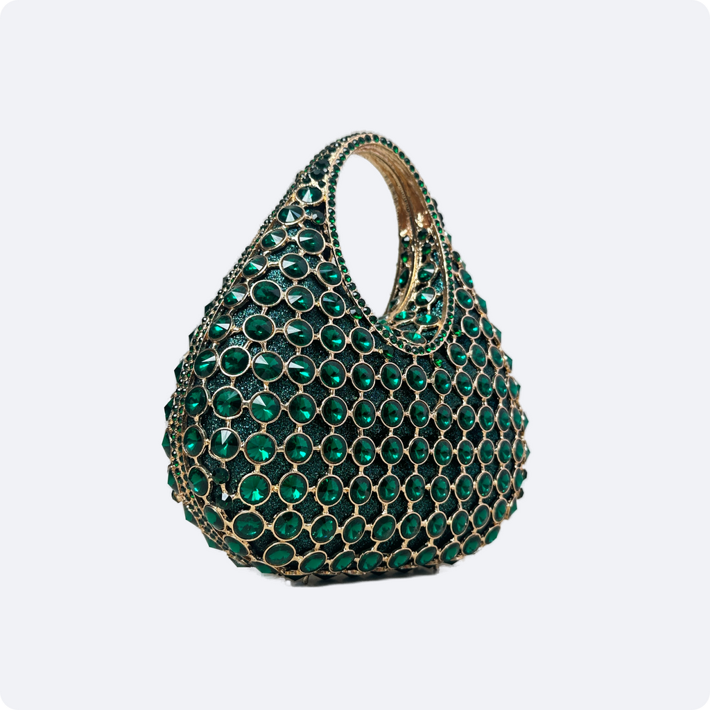 Emerald  Gold Handle Evening Bag