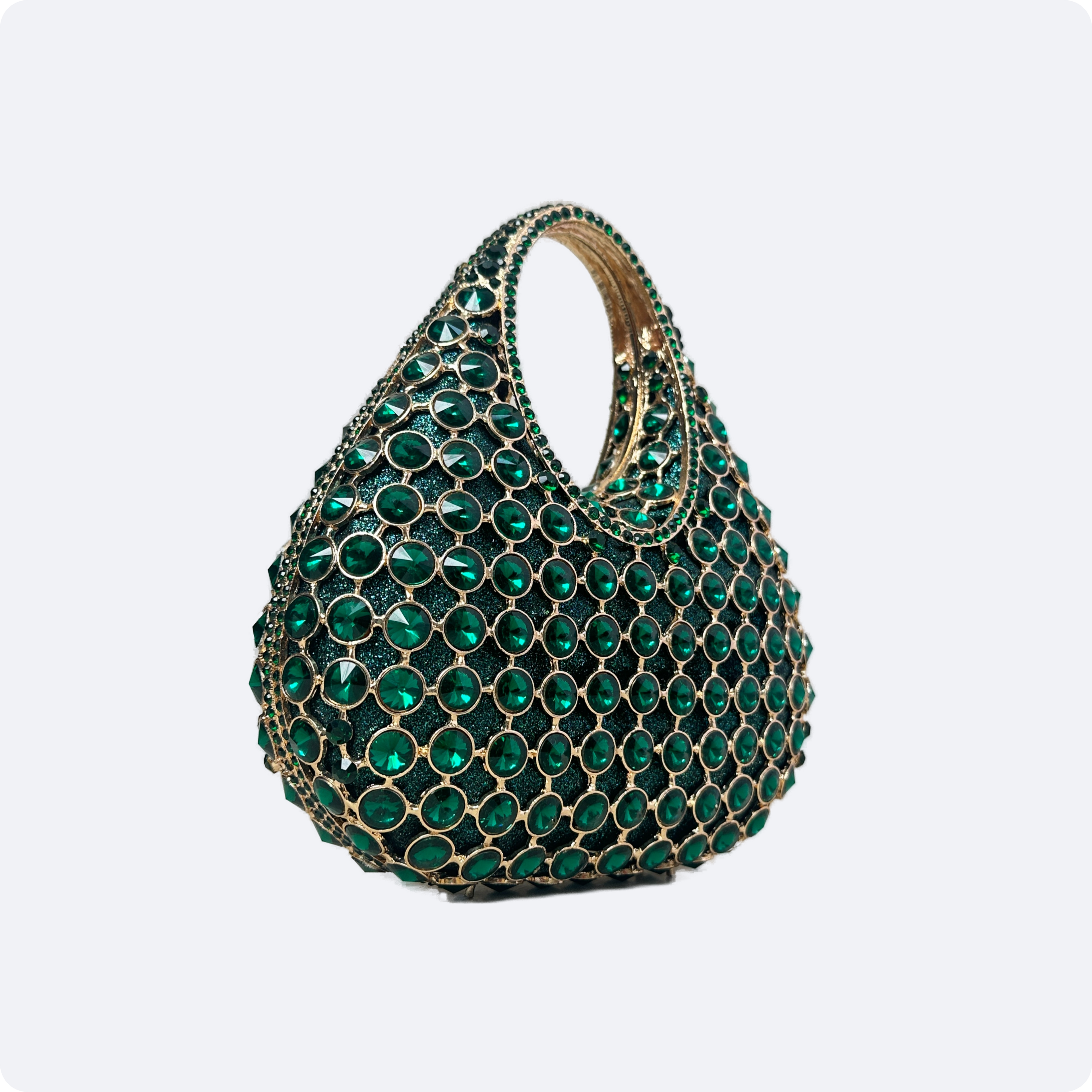 Emerald  Gold Handle Evening Bag