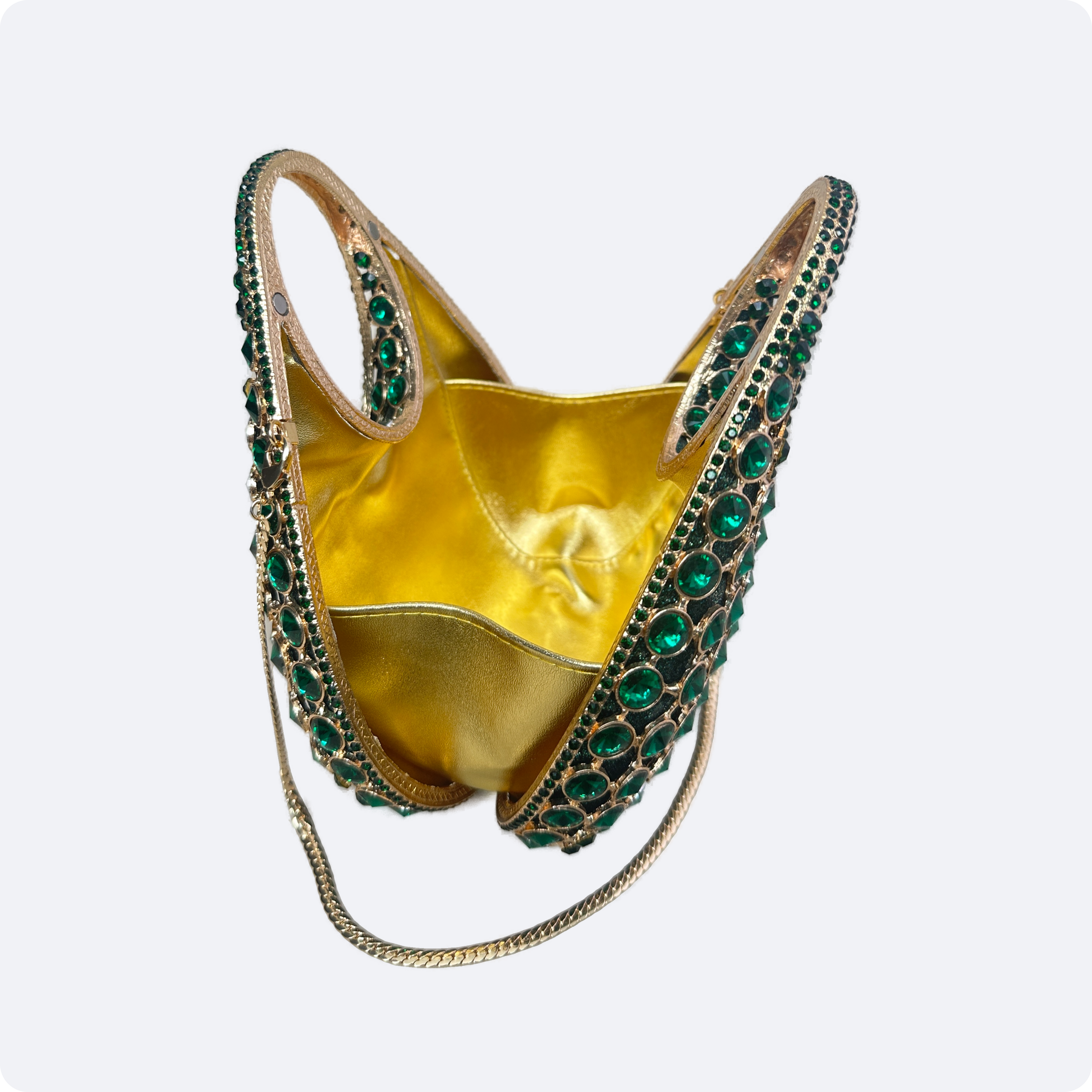 Emerald  Gold Handle Evening Bag