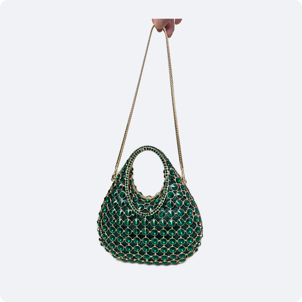 Emerald  Gold Handle Evening Bag
