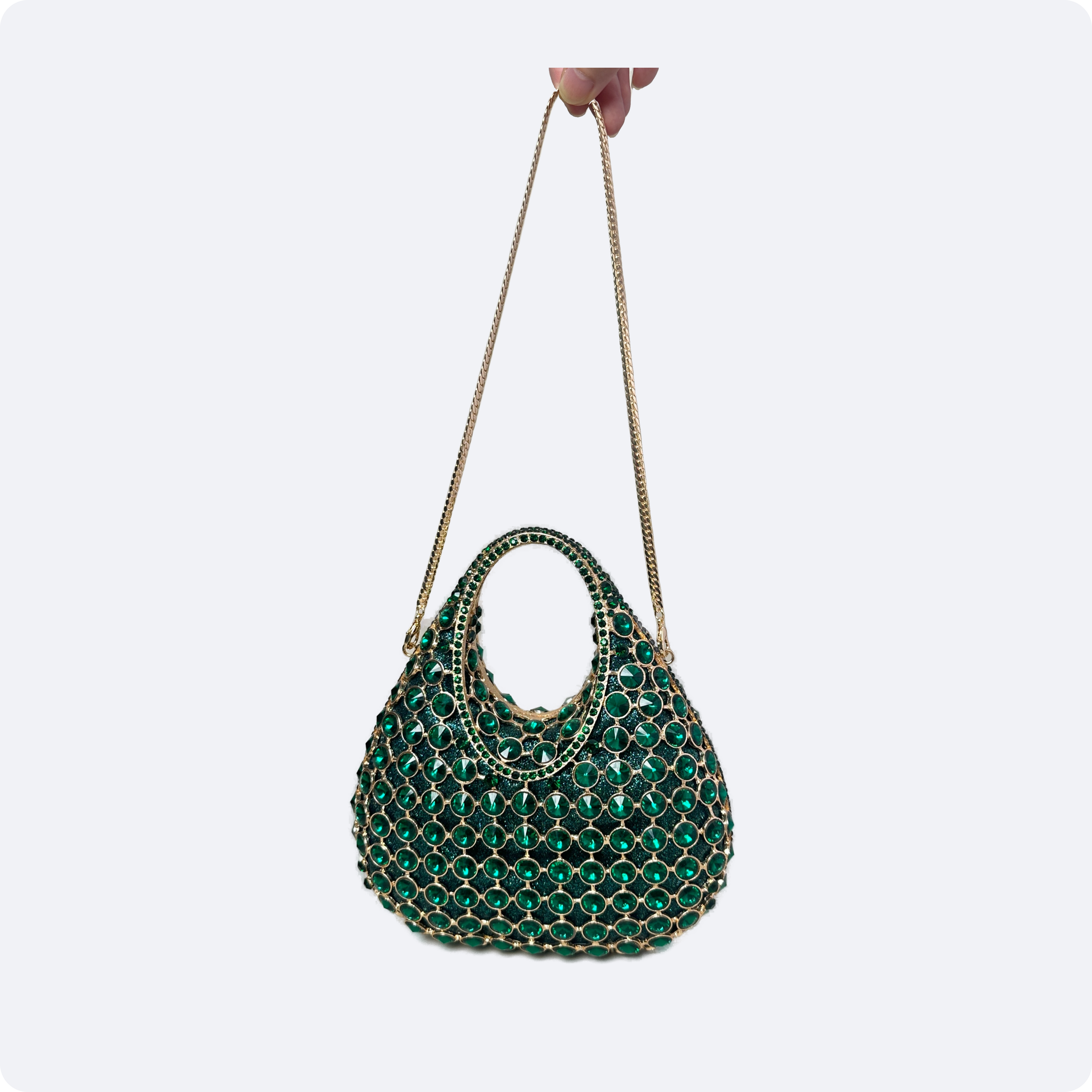 Emerald  Gold Handle Evening Bag