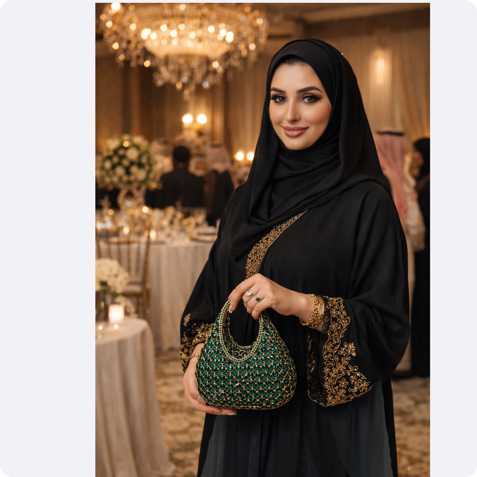 Emerald  Gold Handle Evening Bag