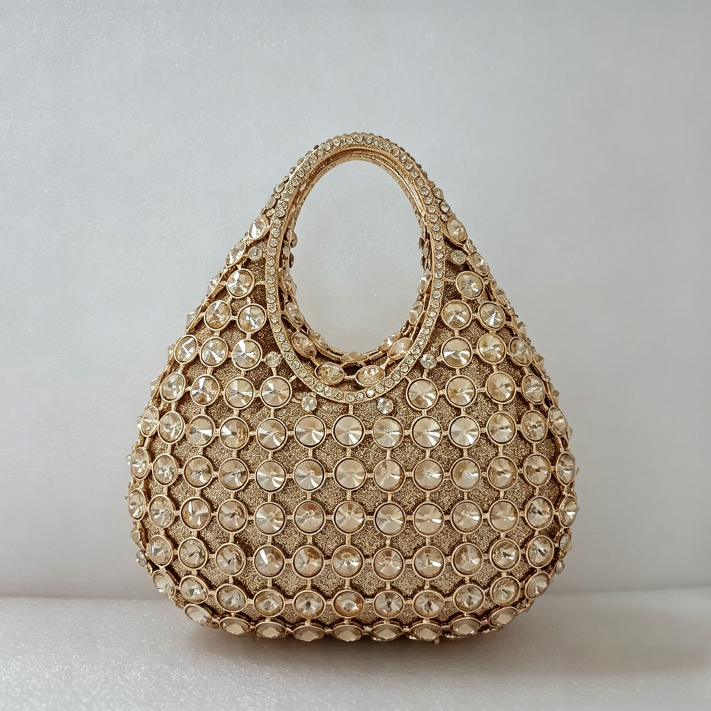 Emerald  Gold Handle Evening Bag