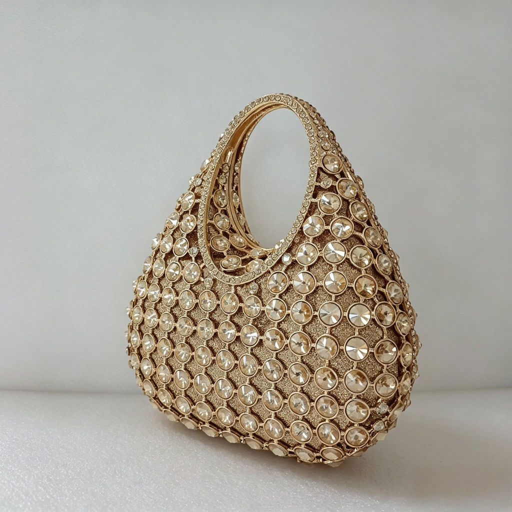 Emerald  Gold Handle Evening Bag