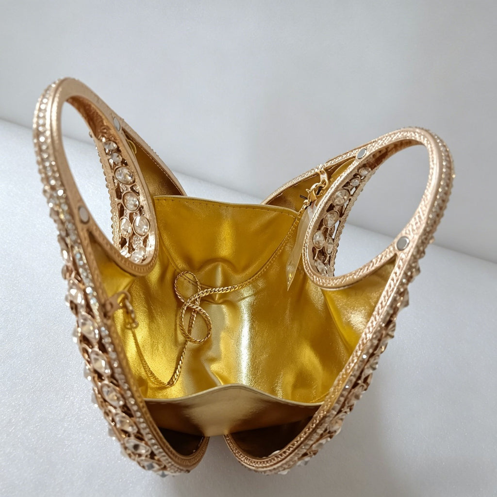 Emerald  Gold Handle Evening Bag