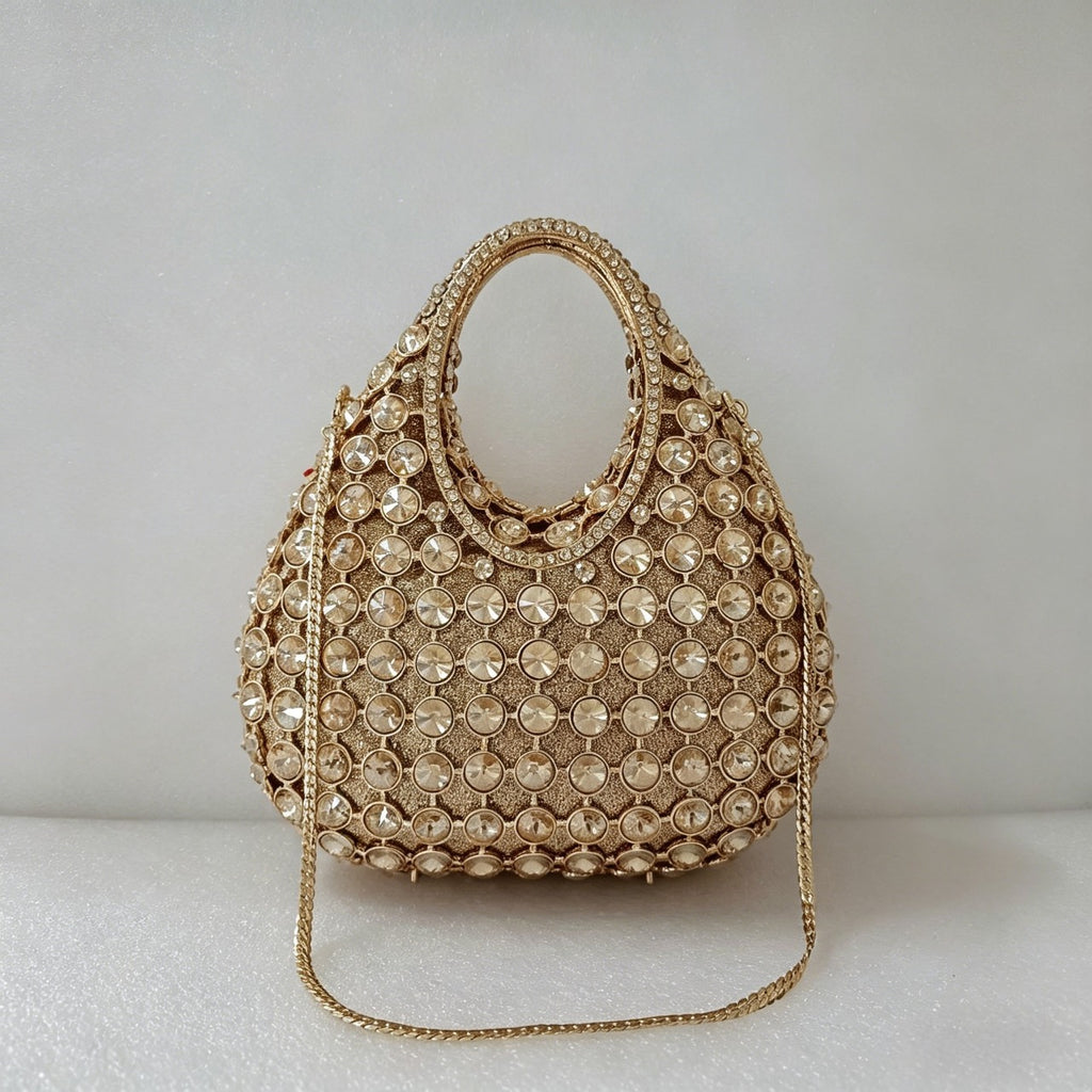 Emerald  Gold Handle Evening Bag