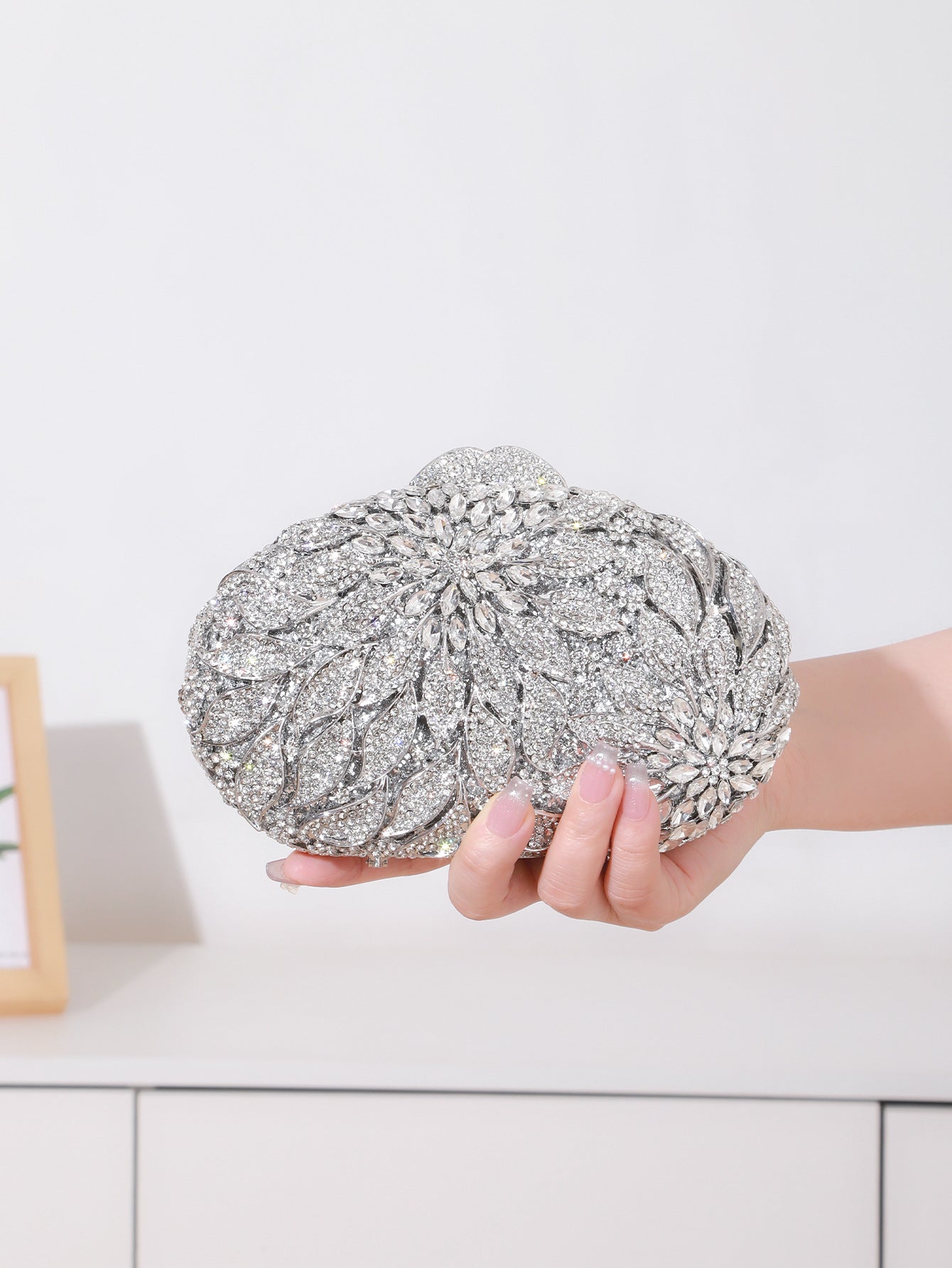 Floral Crystal Evening Bag